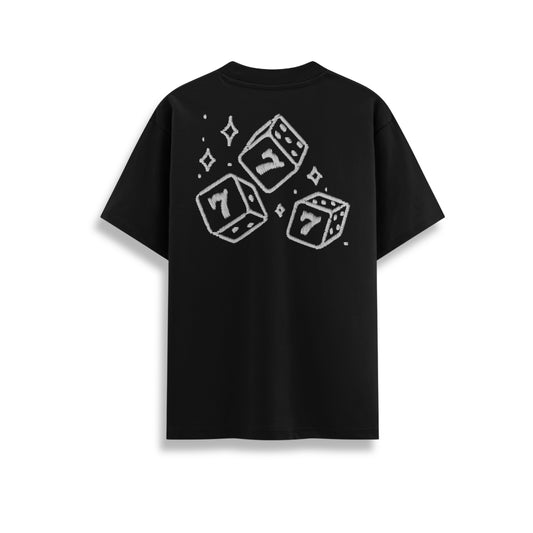 PLAYERA - WHITE DICE EMBROIDERED